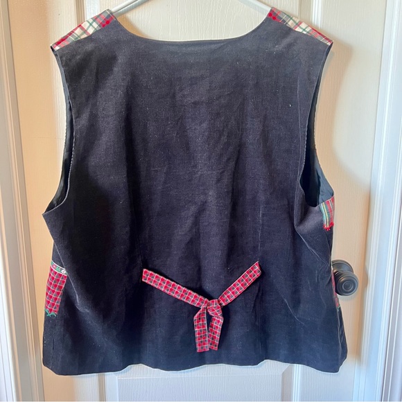 Vintage SUSAN BRISTOL Corduroy Plaid Patchwork Holiday Christmas Vest—SZ. 3X - Picture 14 of 16